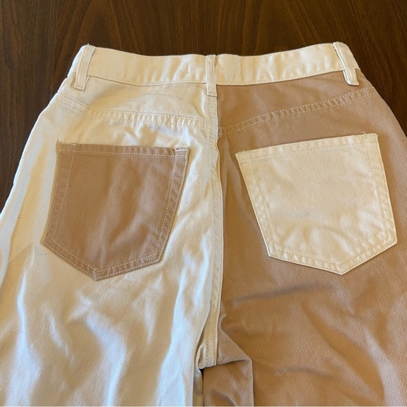 PacSun Women's Color Block Straight Leg Jeans High Rise - Beige and Tan 24 Waist - Picture 12 of 14